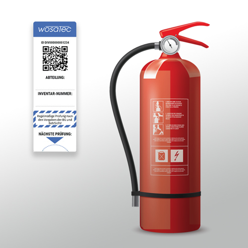 Feuerlöscher Kennzeichnung mit dem wosatec QR-Code Etikett