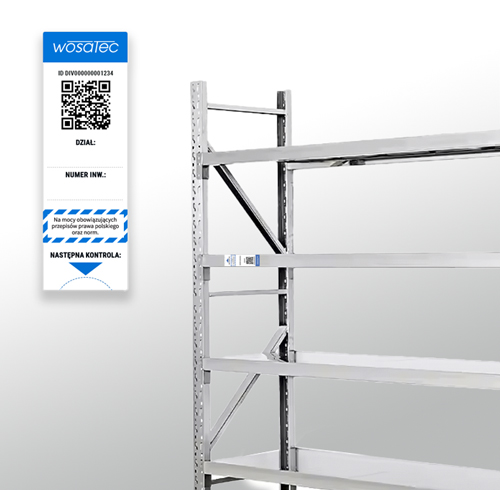Etykieta do kontroli regałów za pomocą aplikacji wosatec